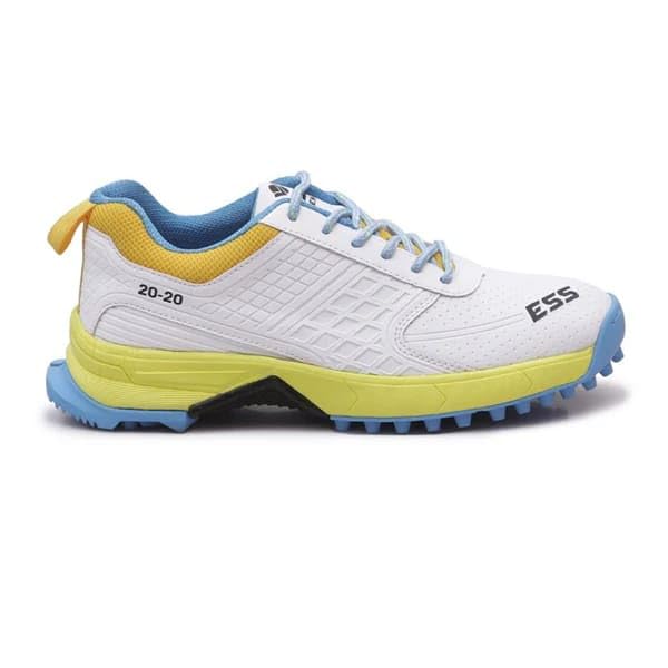 ESS Power 20-20 Cricket Shoes White Navy Blue with strong grip sole