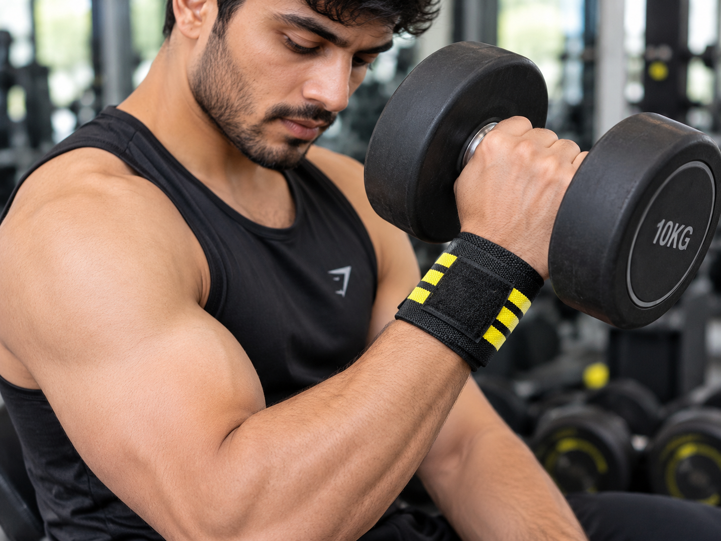 Adjustable Wrist Support Wraps for Gym & Weightlifting β Black with Red Stripes - Image 3