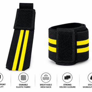Adjustable Wrist Support Wraps for Gym & Weightlifting – Black with Red Stripes