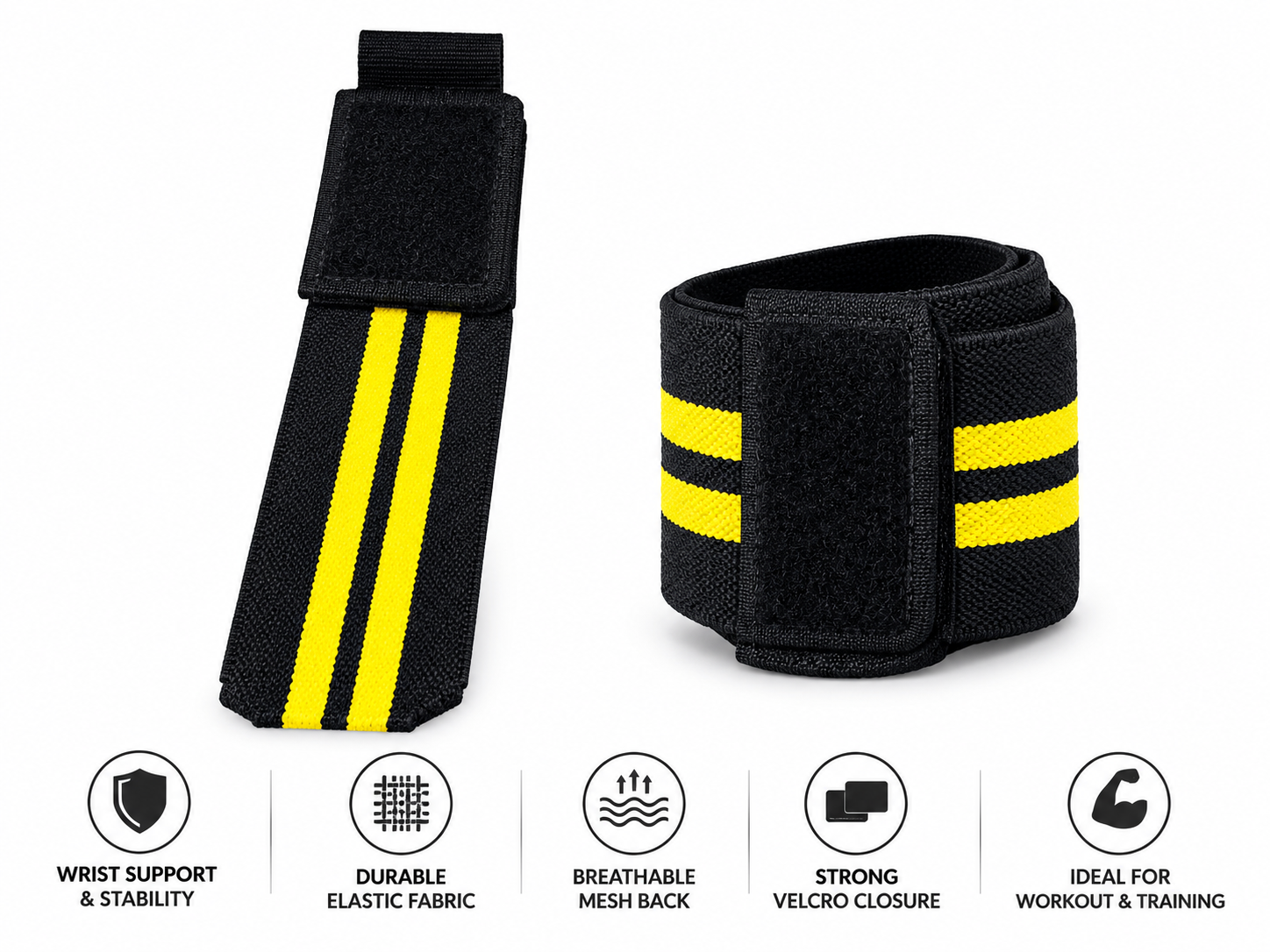 Adjustable Wrist Support Wraps for Gym & Weightlifting β Black with Red Stripes